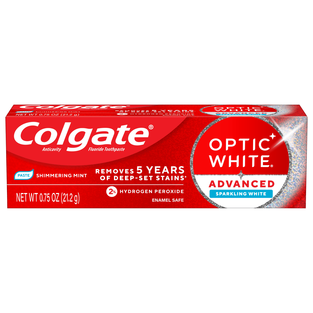 Colgate Optic White Advanced Sparkling White Toothpaste with 2% Hydrogen Peroxide, Travel Size, Mint, 0.75 OZ