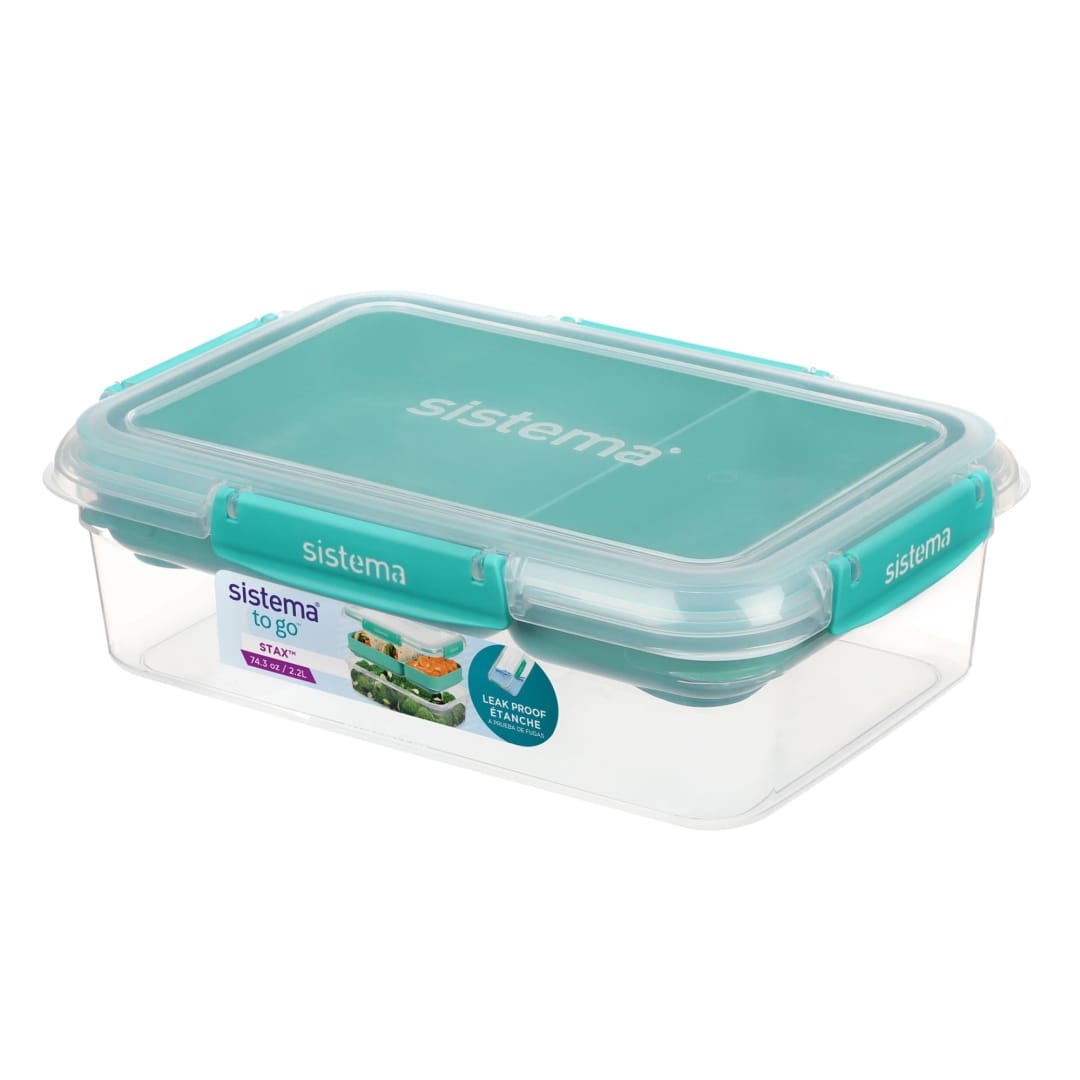 Sistema Rectangle Food Storage Container with Lid, 9.3 cup/ 2.2 L Container