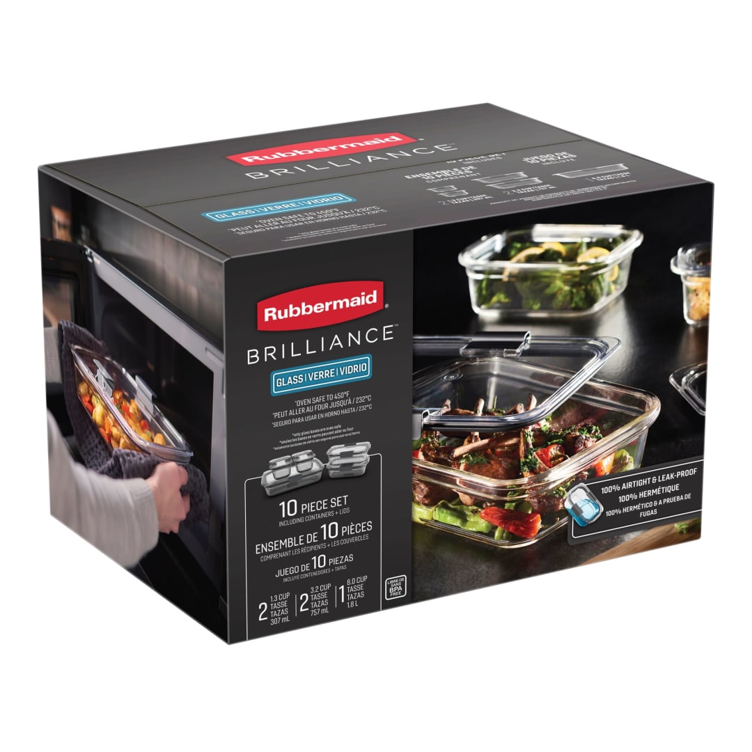 Rubbermaid® Brilliance™ Glass Food Storage Containers, 10-Piece Set