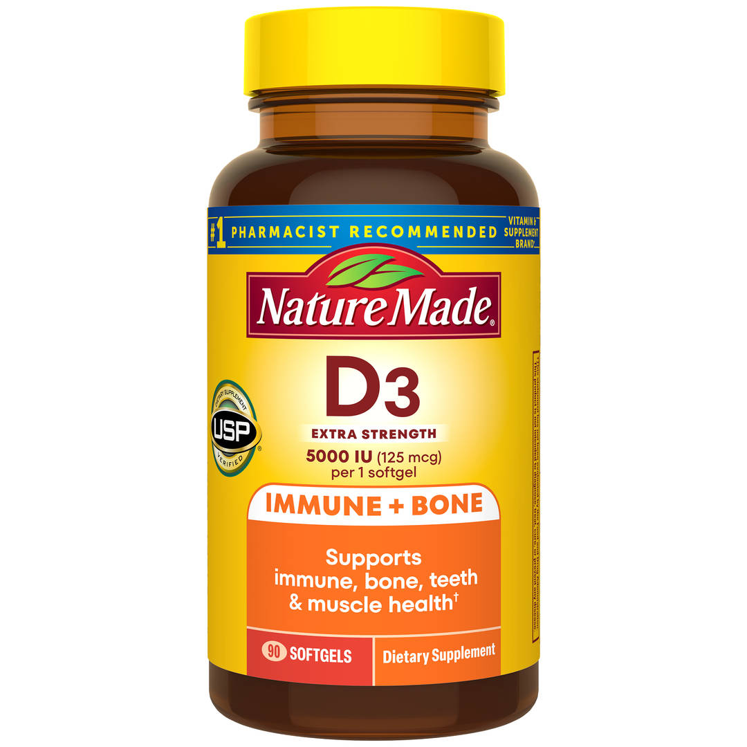 Nature Made Extra Strength Vitamin D3 5000 IU (125 mcg) Softgels, 90 Count