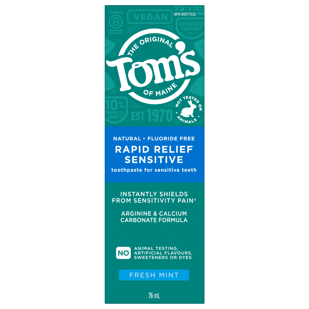 Tom's of Maine Fresh Mint Rapid Relief Sensitive Natural Paste, Fresh Mint, 76 mL