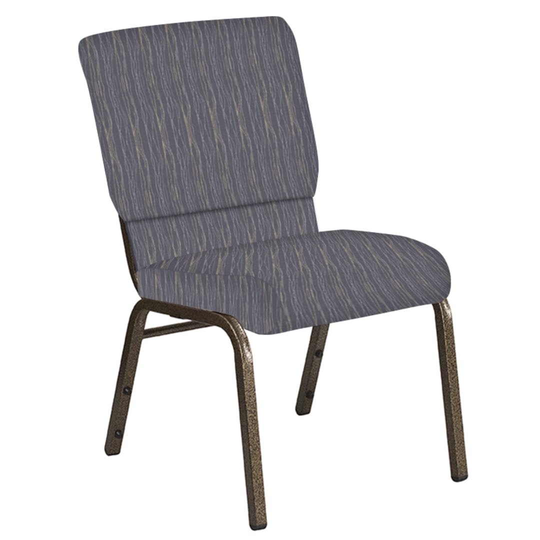 Embroidered 18.5''W Church Chair in Mystery Hazelwood Fabric - Gold Vein Frame