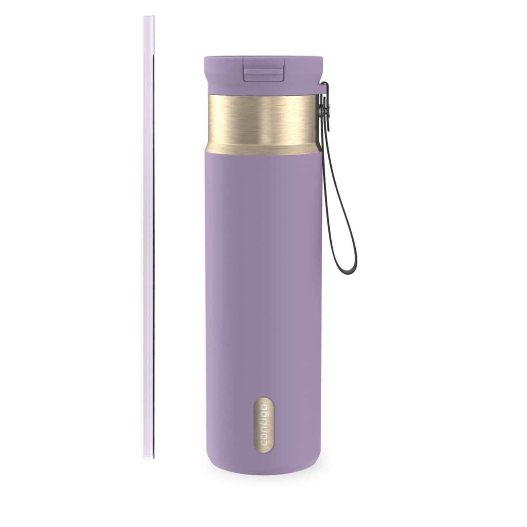 Contigo SnapSeal™ 24 oz Leakproof Stainless Steel Water Bottle with Carrying Strap and Reusable Straw