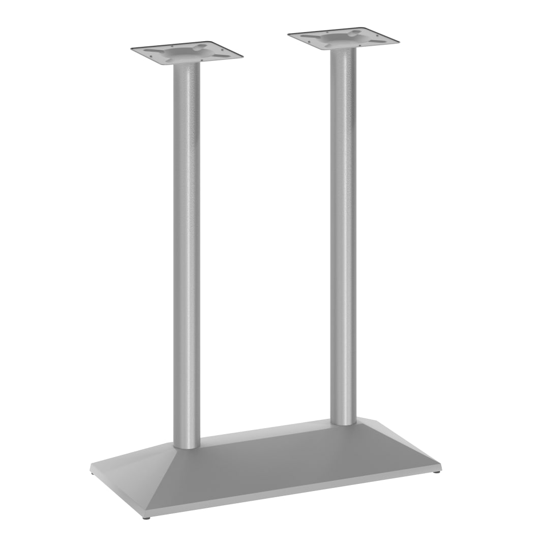 Palis 27"W x 15"D Indoor/Outdoor Dining Height Double Column Table Base for 30" x 48" Table Tops, Silver