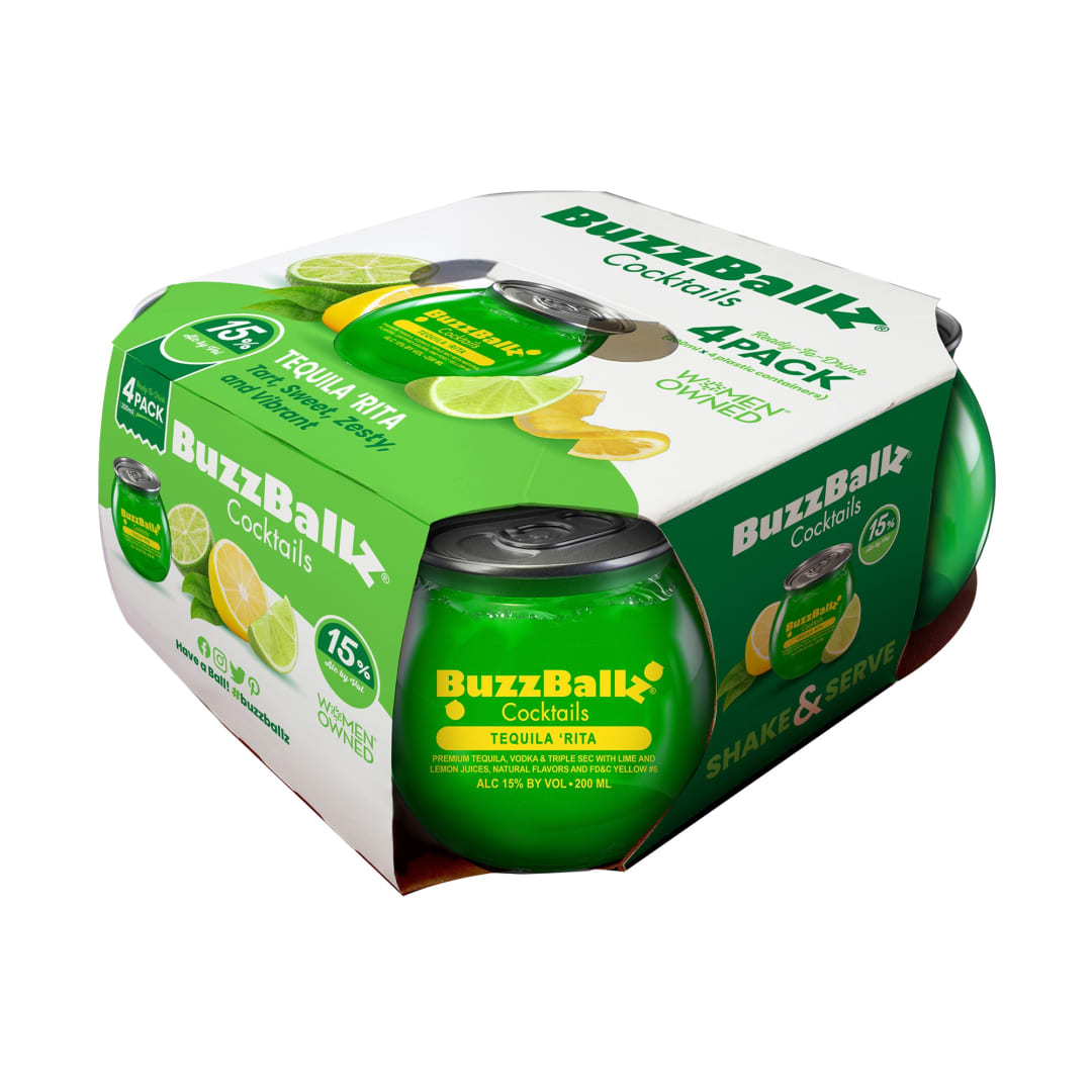 BuzzBallz Tequila Margarita Cocktails 4 Pack 200ml 30 Proof
