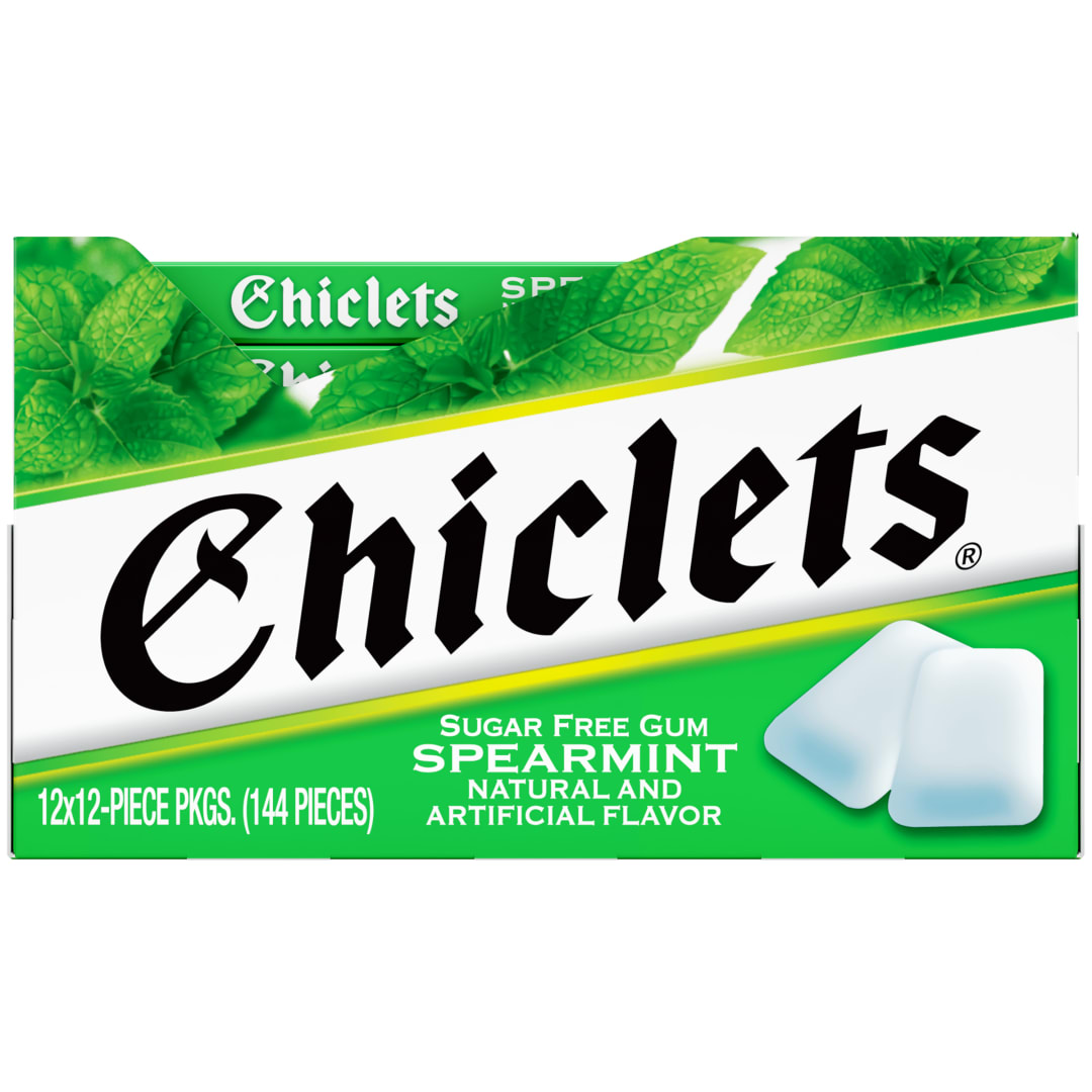 Chiclets Sugar Free Chewing Gum Spearmint 12 pc Singles - 12 Pack
