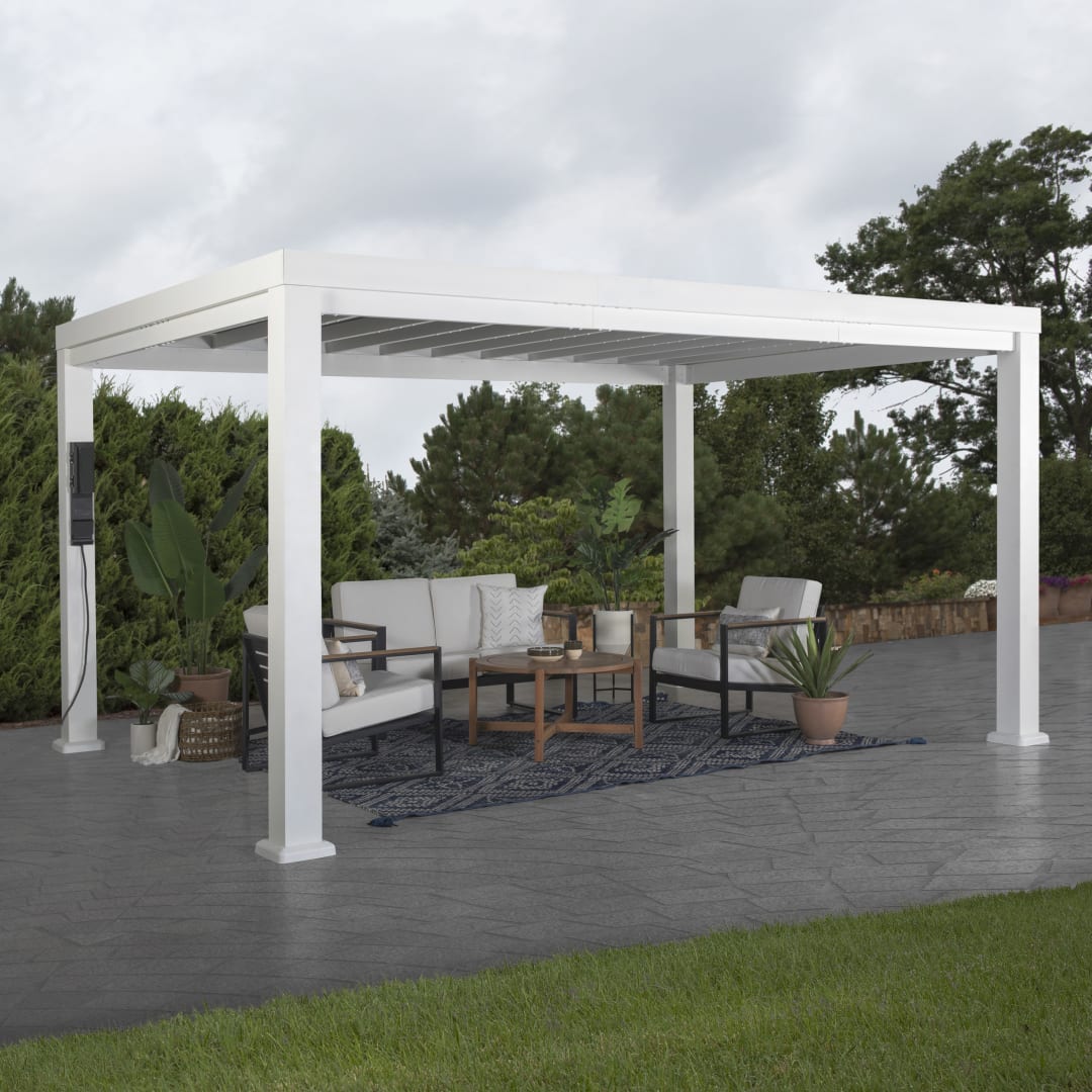 Windham Mod Steel Pergola White-14x10