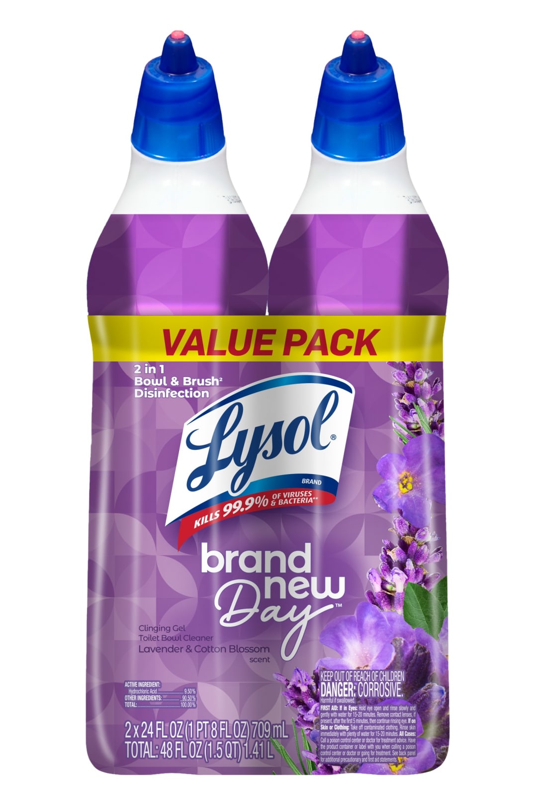 LYSOL® Toilet Bowl Cleaner - Brand New Day™ Lavender & Cotton Blossom Twin Pack 4/(2x24) oz.