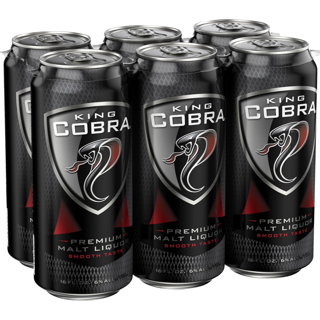 King Cobra Premium Malt Liquor, 6 Pack 16 fl. oz. Cans, 6.0% ABV