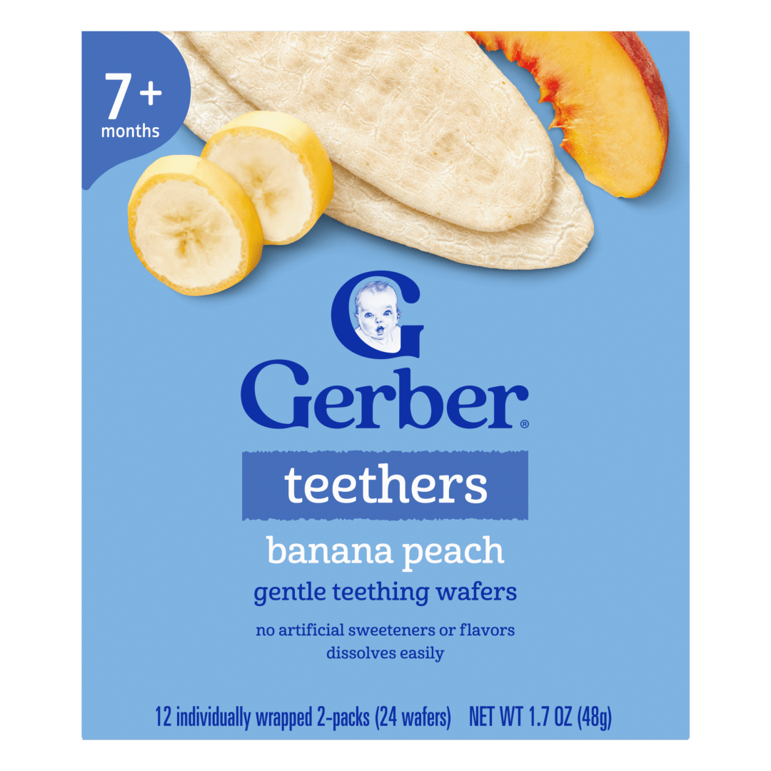 Gerber Teethers, Banana Peach Gentle Teething Wafers, Baby Teething Snacks