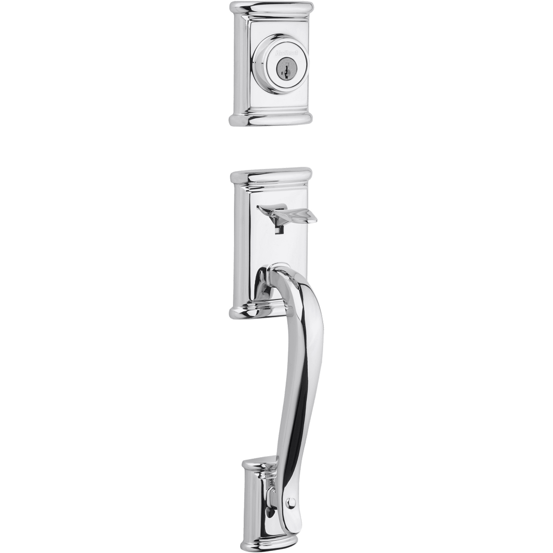 Ashfield Single Cylinder Exterior Only Handleset featuring SmartKey Security™ in Polished Chrome