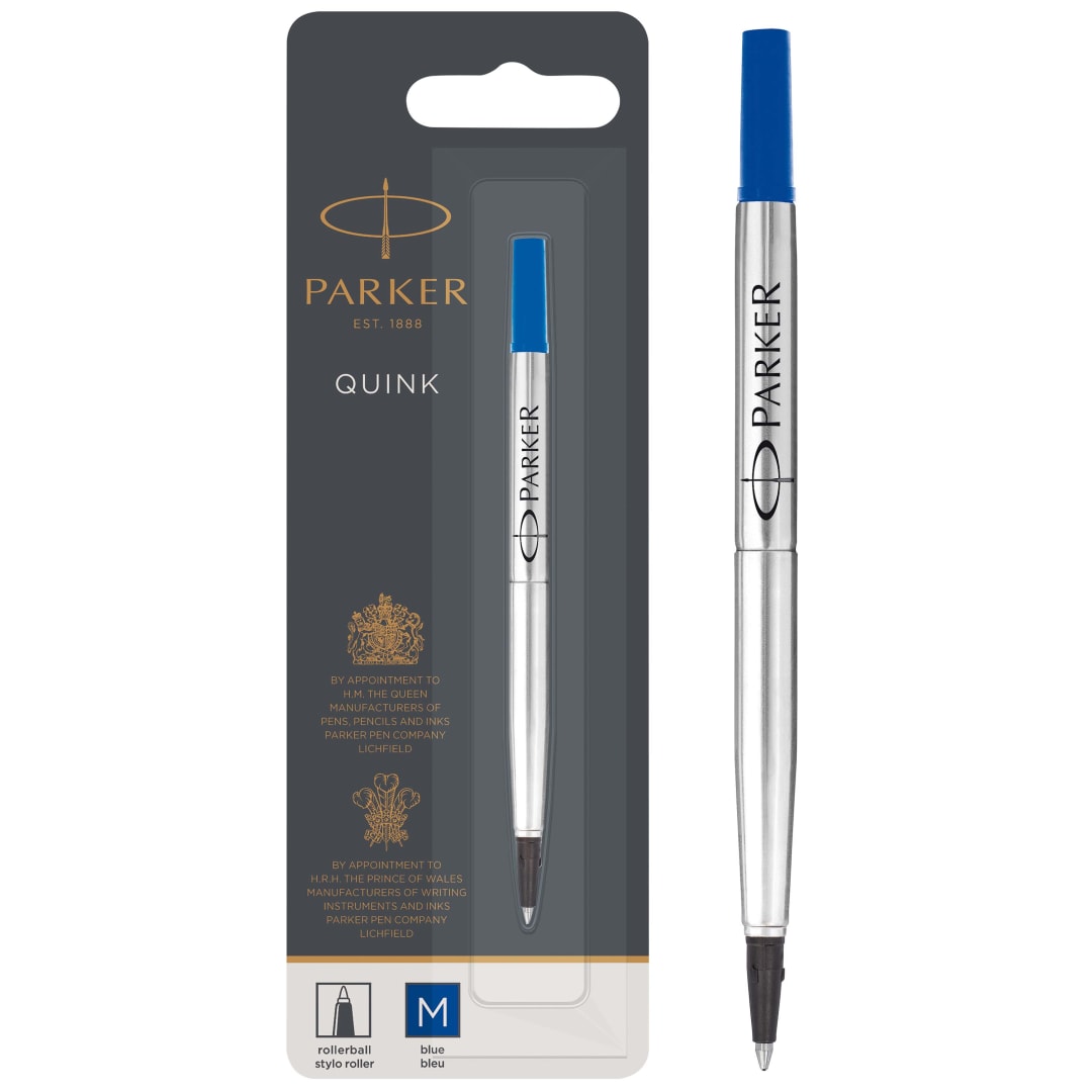 Parker Recambio para bolígrafo roller | punta mediana | tinta azul | paquete de 1