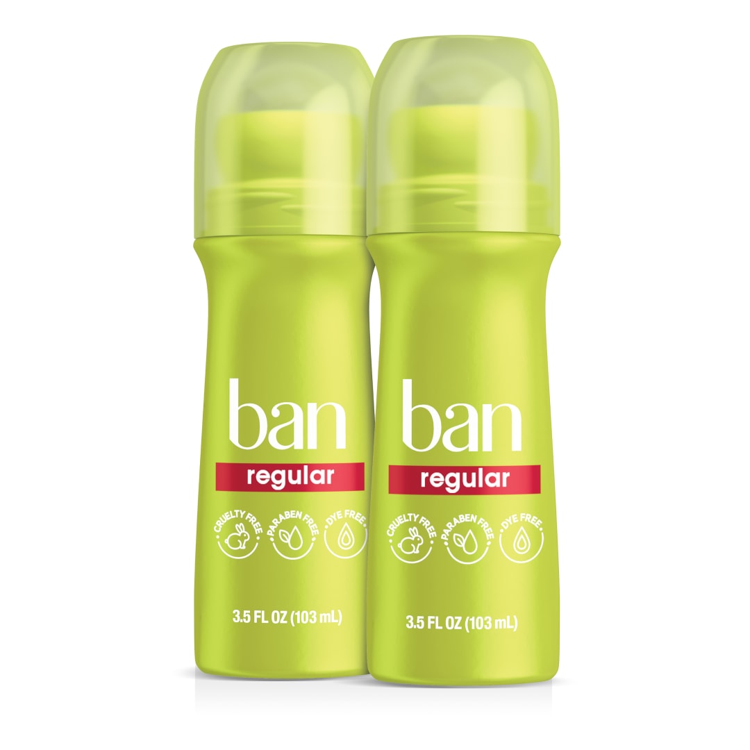 Ban Invisible Roll-On Antiperspirant Deodorant, Regular Scent, 3.5 oz, 2pk