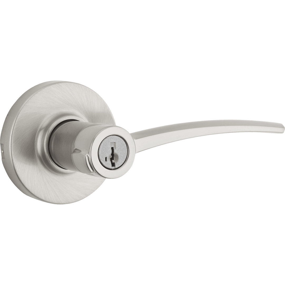 Katara Round Keyed Entry Lever featuring SmartKey Security™ in Satin Nickel