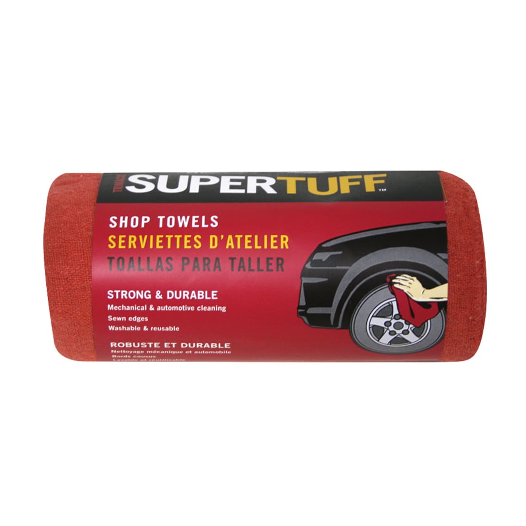 SuperTuff® Shop Towels, Red, 14"x14", 6pk roll