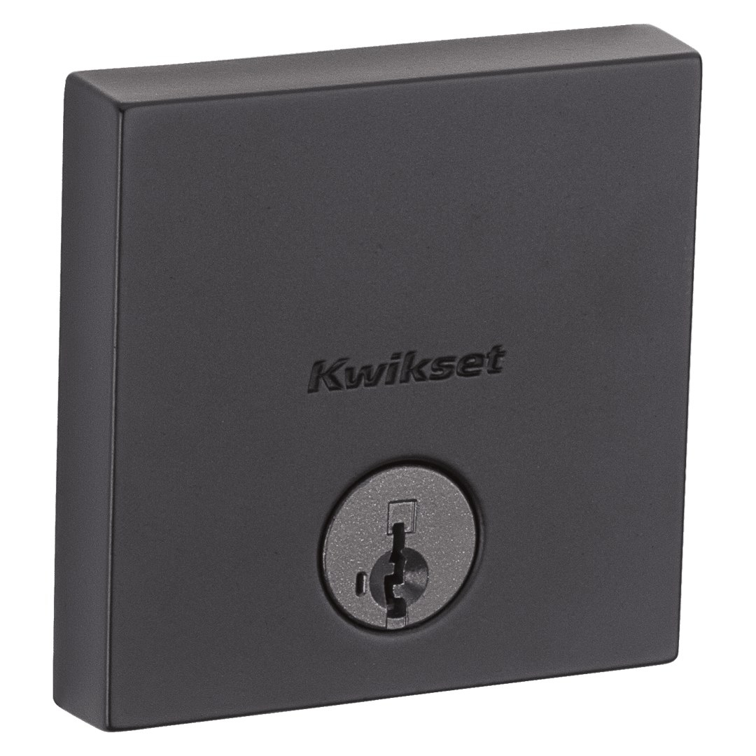 Downtown Single Cylinder Deadbolt in Matte Black featuring SmartKey Security