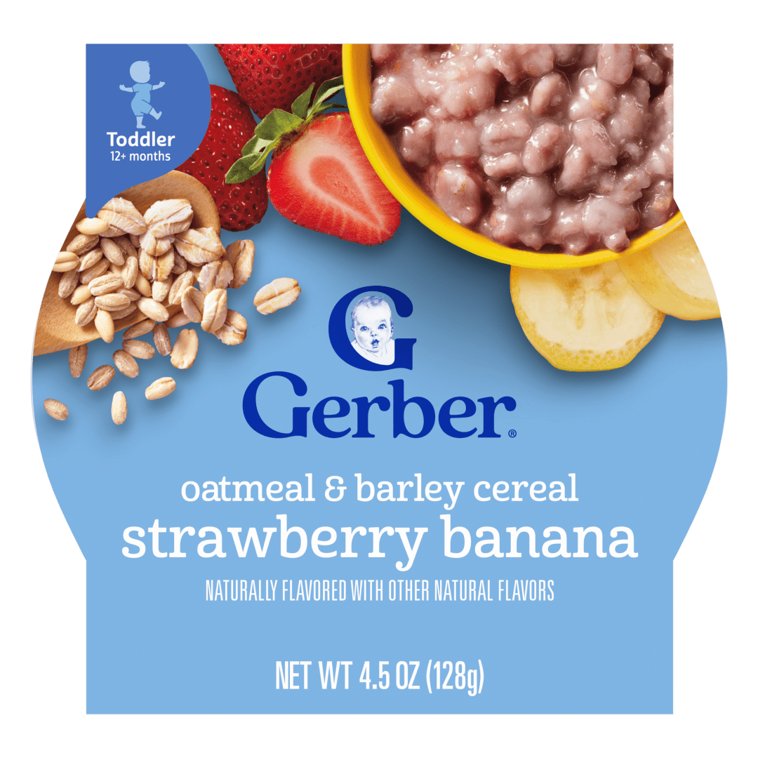 Gerber Toddler Food, Oatmeal and Barley Strawberry Banana Cereal, Toddler Oatmeal