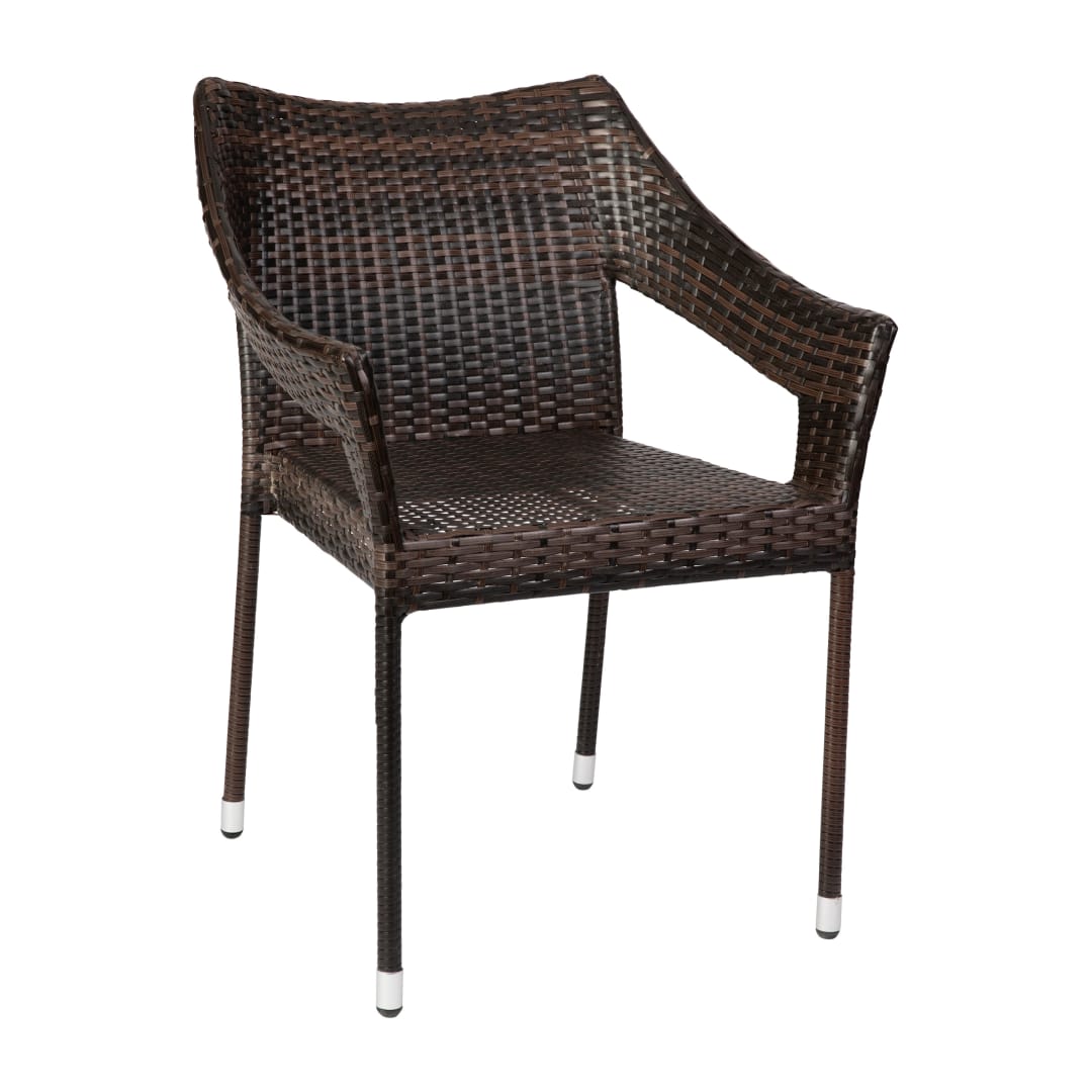 Ethan Set of 4 Commercial Grade Stacking Patio Chairs, All Weather PE Rattan Wicker Patio Dining Chairs in Espresso