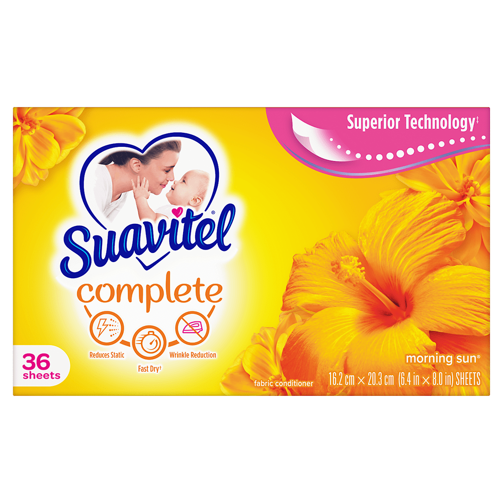 Suavitel Complete Dryer Sheets, Morning Sun – 36 count
