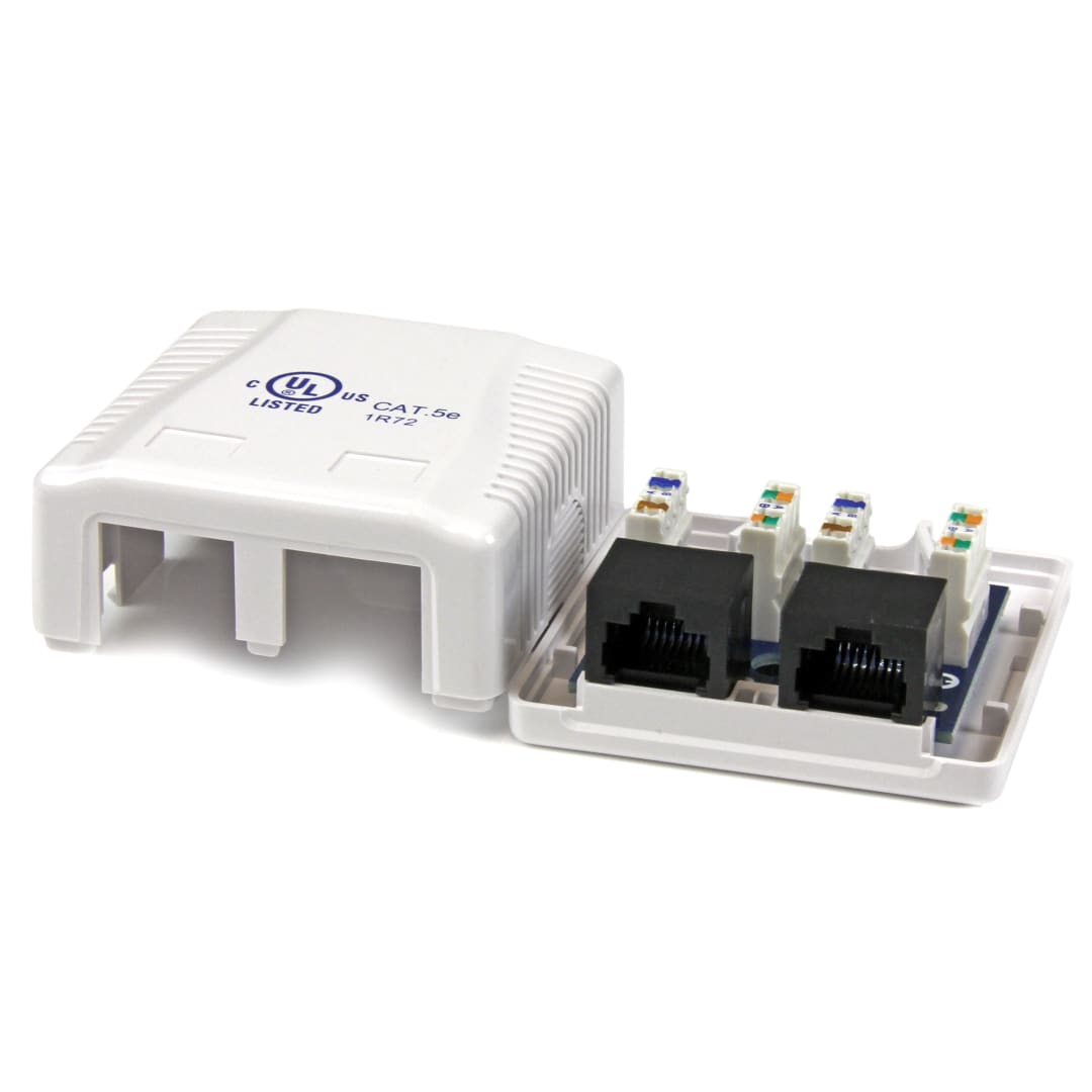 Dual Category 5 RJ45 Wallbox-White