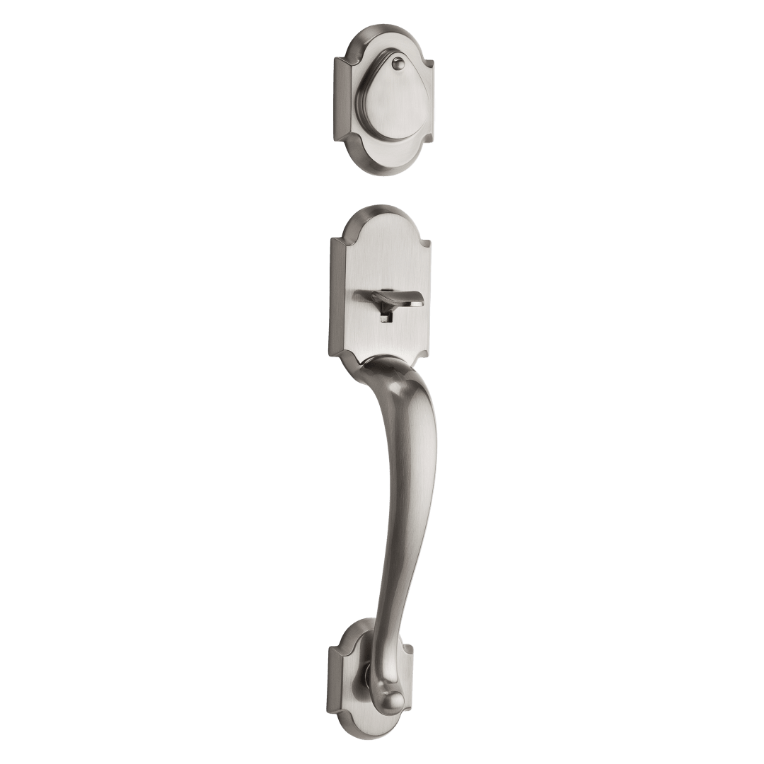 Austin Single Cylinder Exterior Only Handleset featuring SmartKey Security™ in Satin Nickel