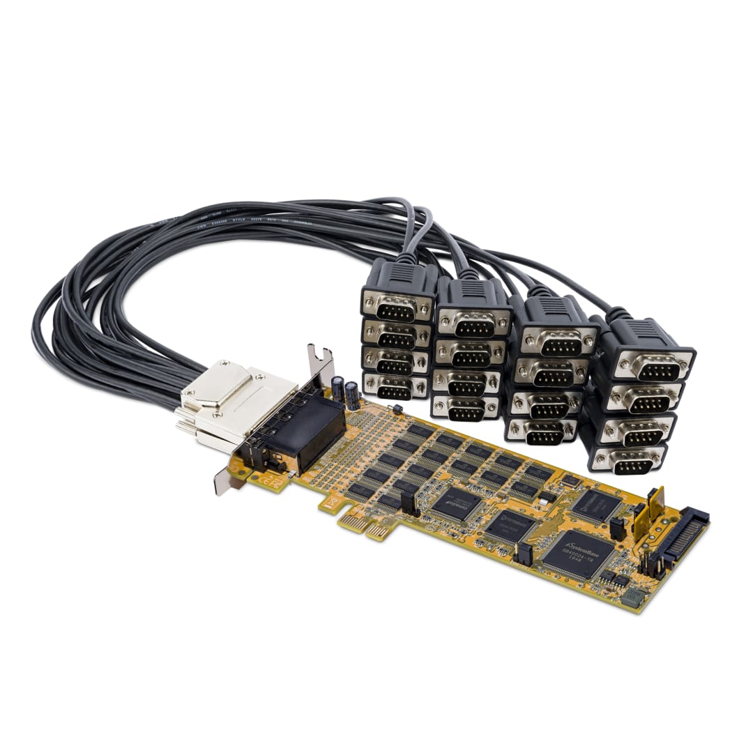 16-Port PCIe Serial Card with 16 DB9 RS232 Ports