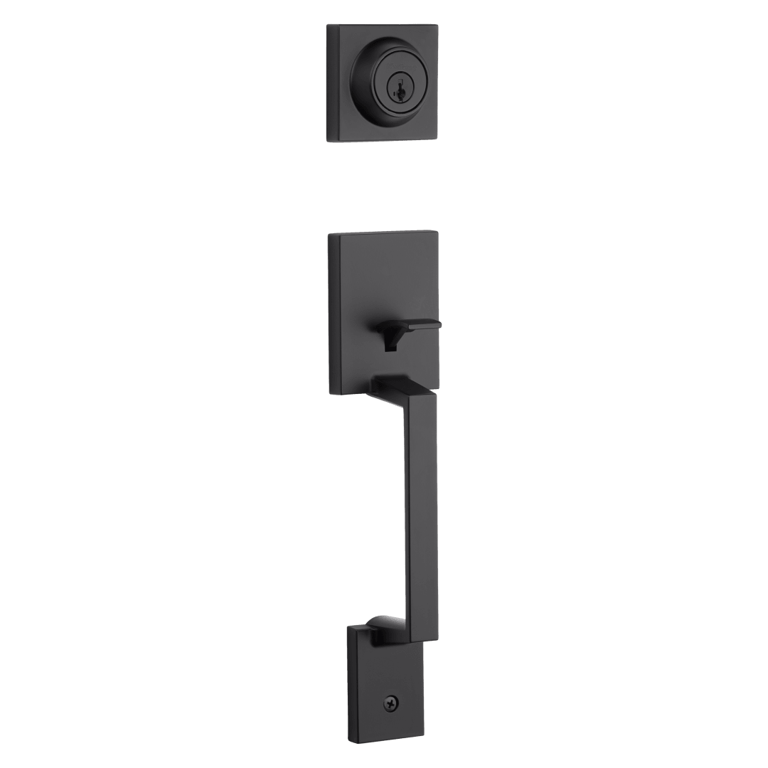 Amador Double Cylinder Exterior Only Handleset featuring SmartKey Security™ in Matte Black