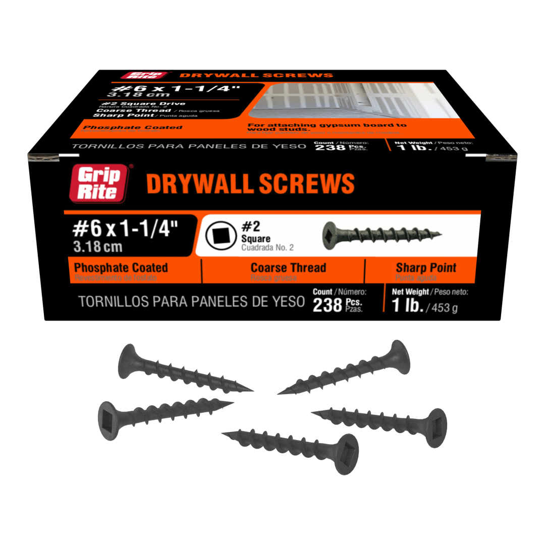 Grip-Rite 6 X 1-1/4" Sq Dr Coarse Dw Screw 1# Hand Drive Drywall Screws