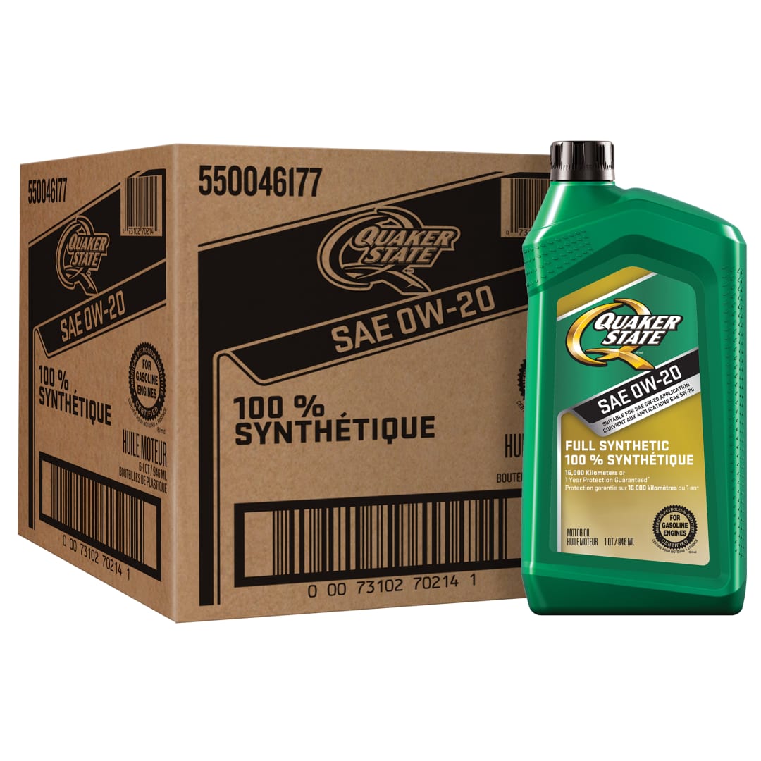 Quaker State Full Synthetic 0W-20 Motor Oil, 1 Quart (6 Pack)