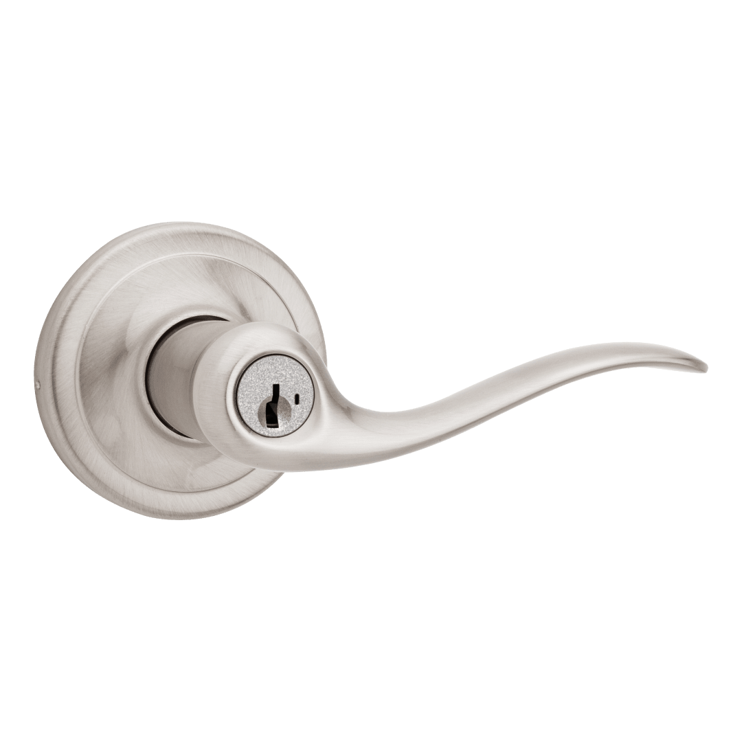 Tustin Keyed Entry Lever in Satin Nickel