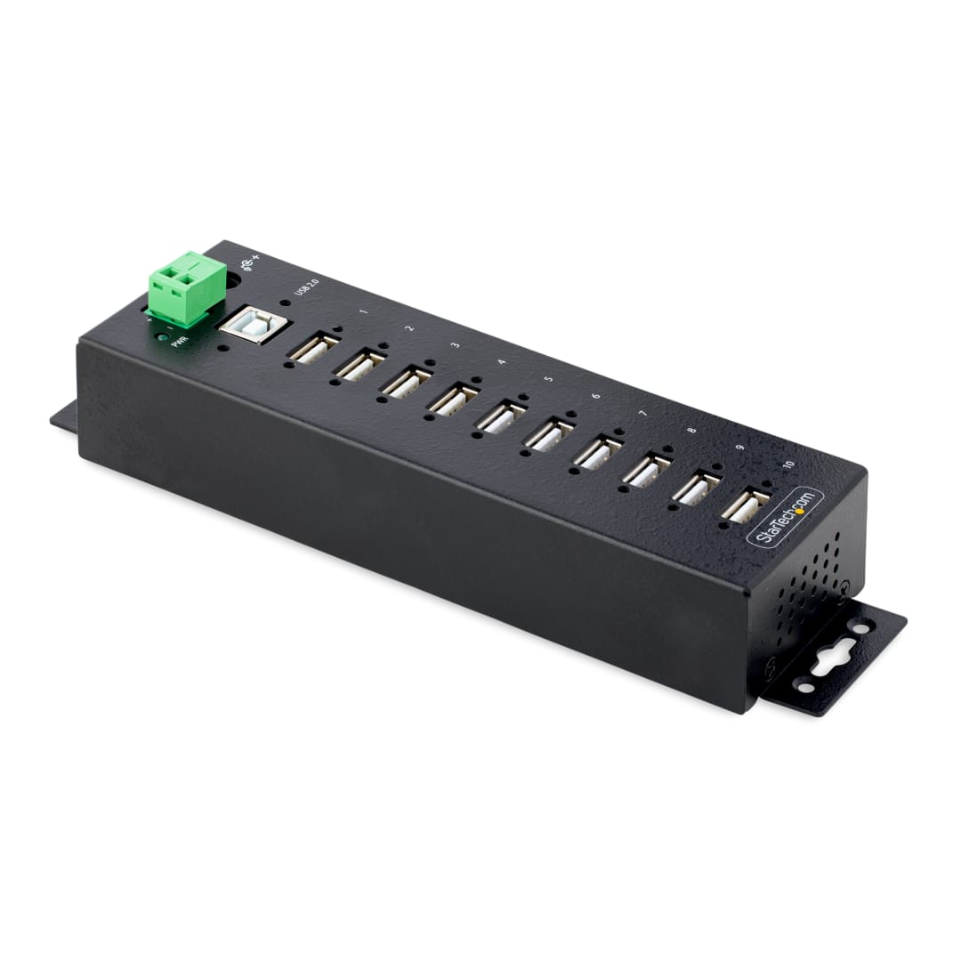 10 Port Industrial USB 2 0 Hub with ESD 350W Surge Protect
