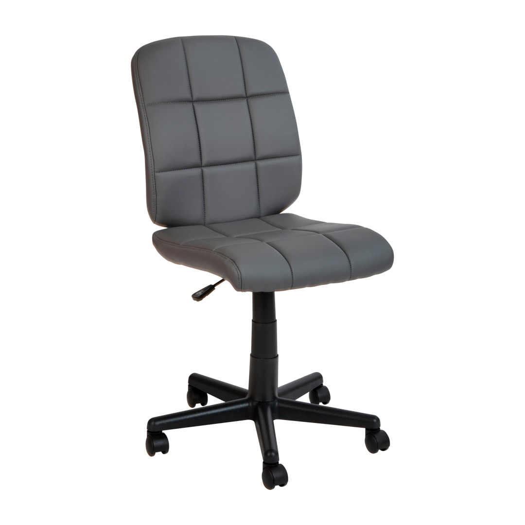 Clayton Mid-Back Gray Quilted Vinyl Swivel Task Office Chair