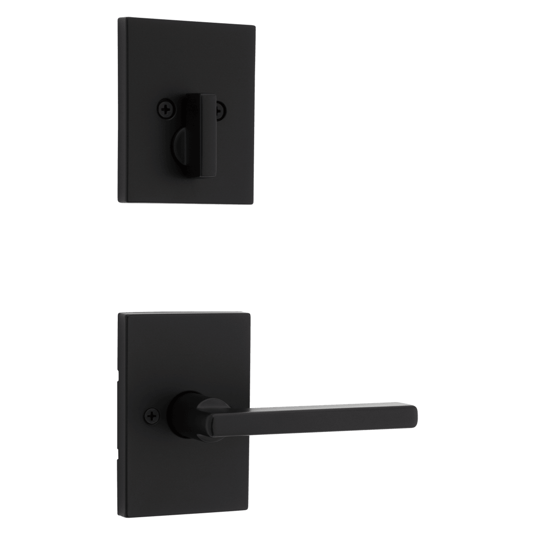 Halifax 971 Single Cylinder Interior Pack Lever with Rectangular Rose in Matte Black