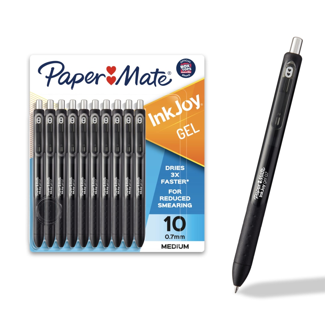 Paper Mate® InkJoy® Pens, Gel Pens, Medium Point (0.7 mm), Black, 10 Count