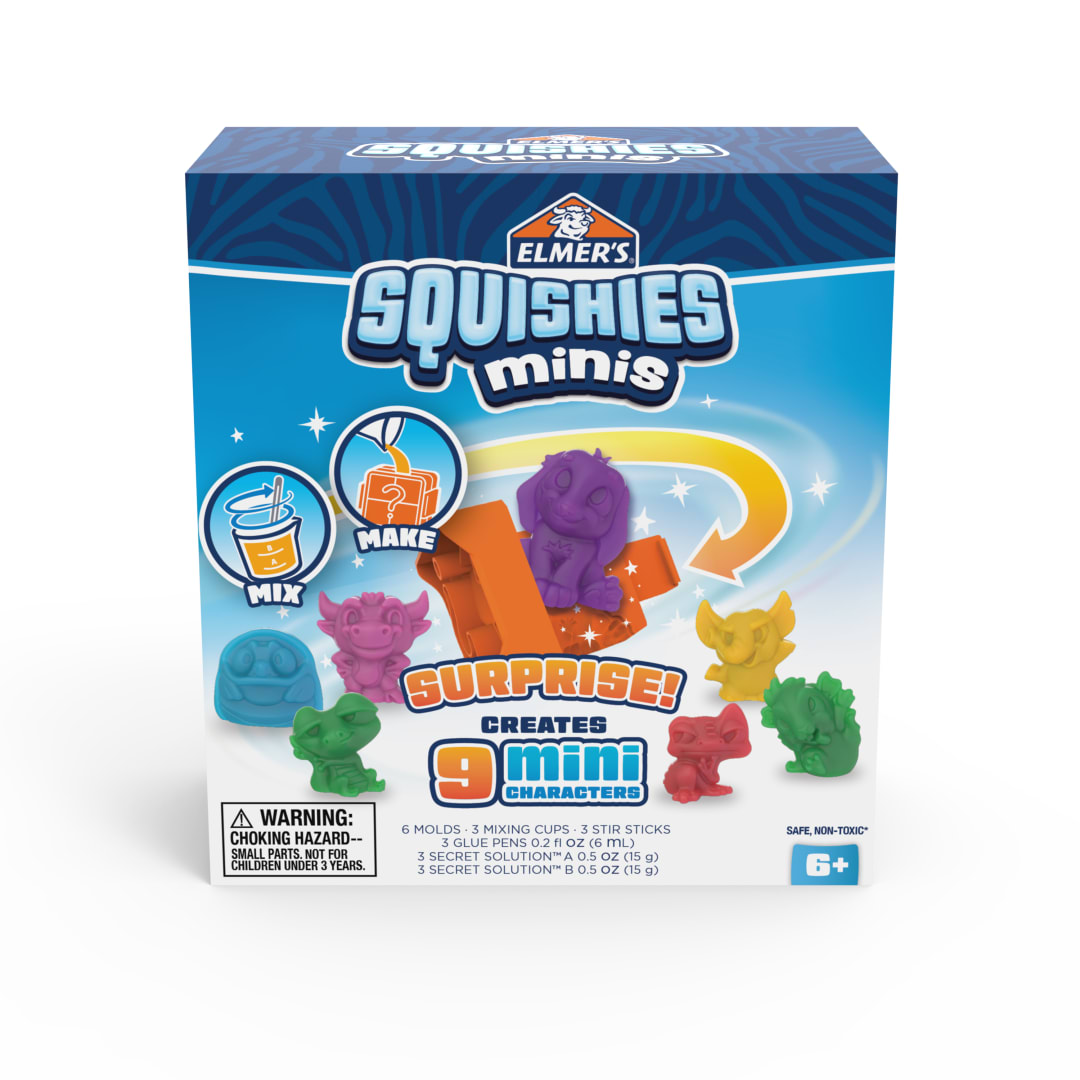 Elmer's Squishies Minis, DIY Miniature Squishy Toys, Arts and Crafts for Kids, Creates 9 Pet Characters