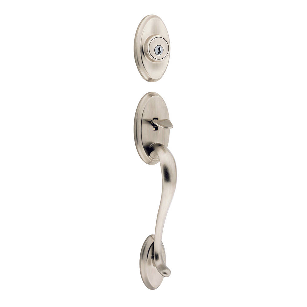 Hawthorne Single Cylinder Exterior Only Handleset featuring SmartKey Security™ in Satin Nickel