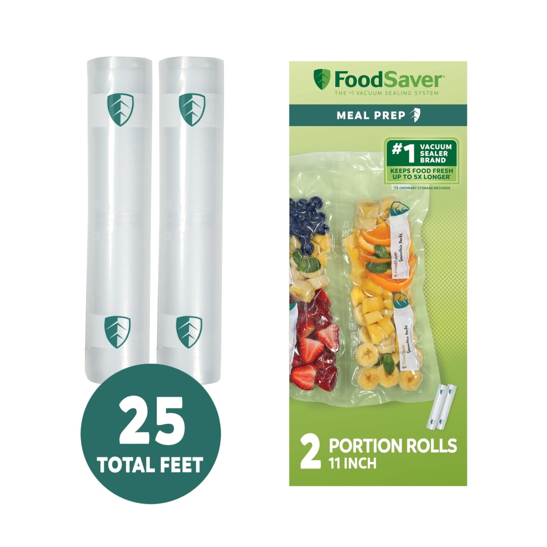 FoodSaver Meal Prep Vacuum Sealer Rolls, 2 Pack 11" x 12.5' Rolls, BPA-Free Bags for Storage, Sous Vide, and Meal Prep