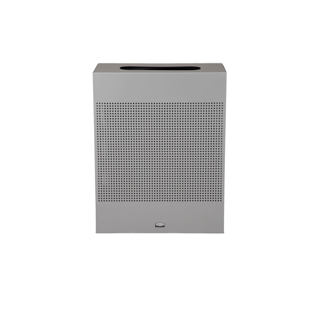 Rubbermaid Commercial Products Silhouettes 22.5 Gal Rectangle Open Top Trash Can, Stardust Silver Metallic