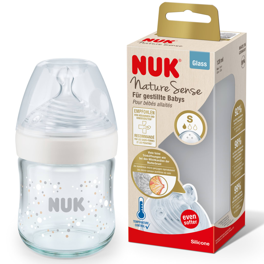NUK NASE GLASS TC 120ML S D/F/NL/ARAB WH