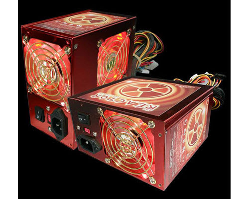 Mutant Mods' The Reactor - 480 Watt ATX12V P4 Power Supply with Two Red LED Fans