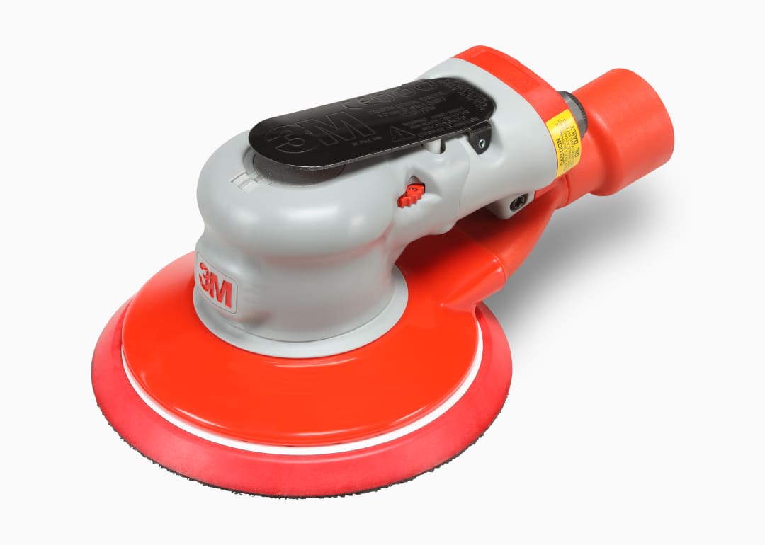 3M™ Einhand-Druckluft-Exzenterschleifer Serie Elite, 75 mm, integrierte Absaugung, 2,5 mm Schleifhub, 1/4"-Gewinde