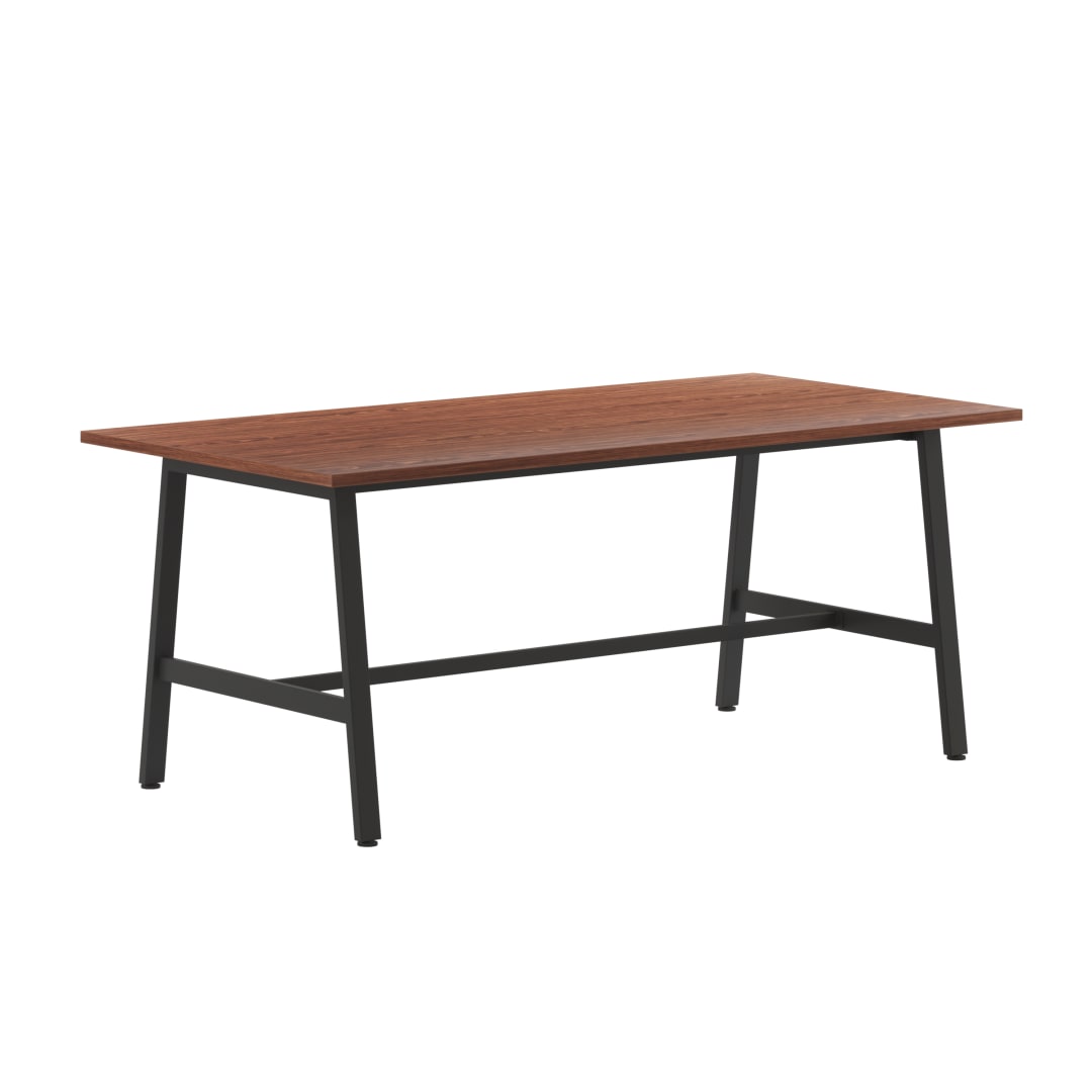 Redmond Commercial 72x36 Collaborative Table Desk, 1" Thick Double Sided Laminate Table Top with PVC Edging, Heavy Duty A-Frame Steel Base, Walnut