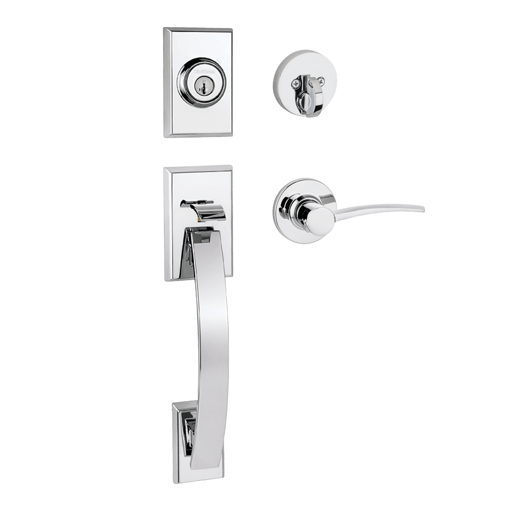 Tavaris Single Cylinder Handleset w/Katara Lever featuring SmartKey Security™ in Polished Chrome