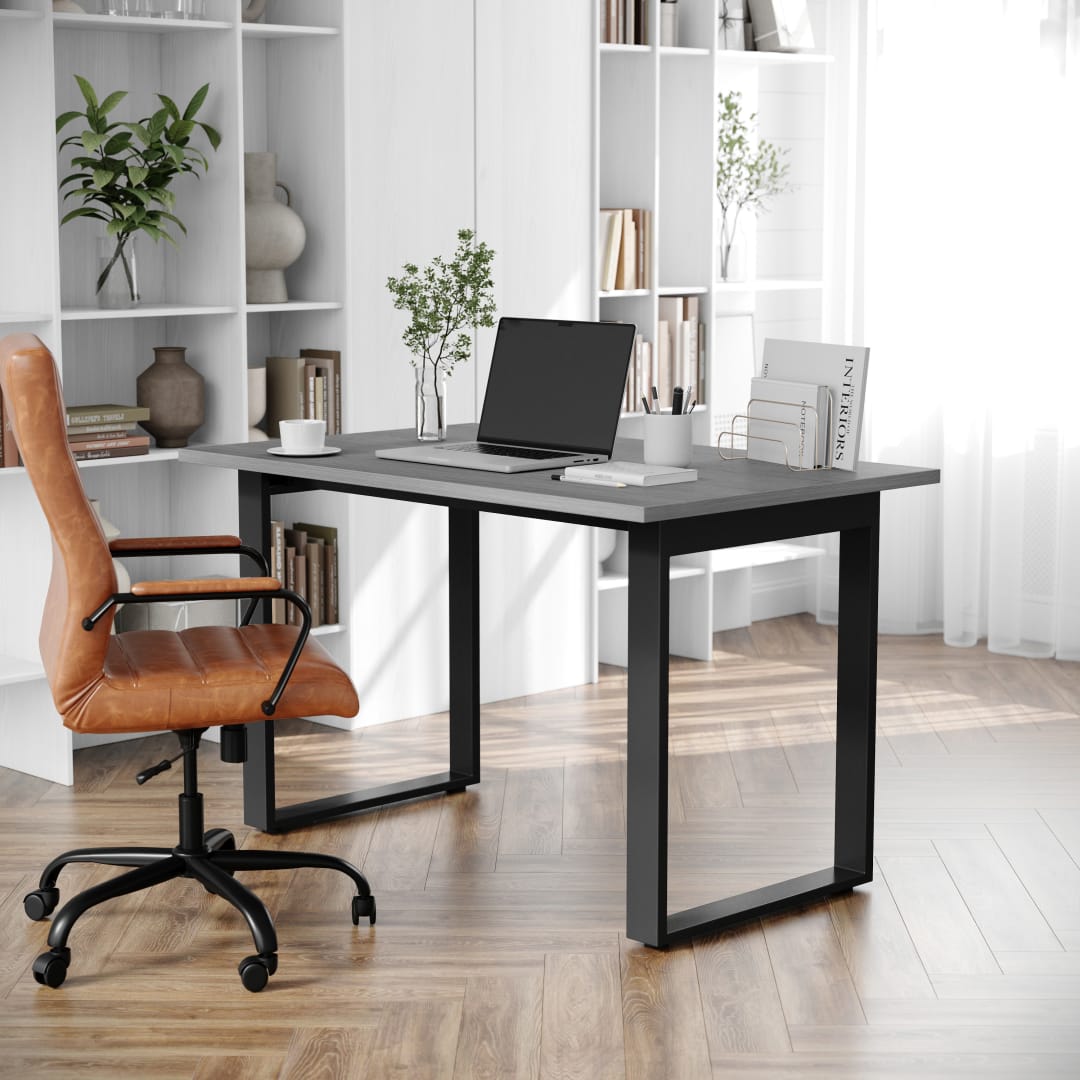 Redmond Commercial 48x30 Conference Table with 1" Thick Double Sided Laminate Table Top with PVC Edging and Heavy Duty U-Frame Steel Base, Gray Oak