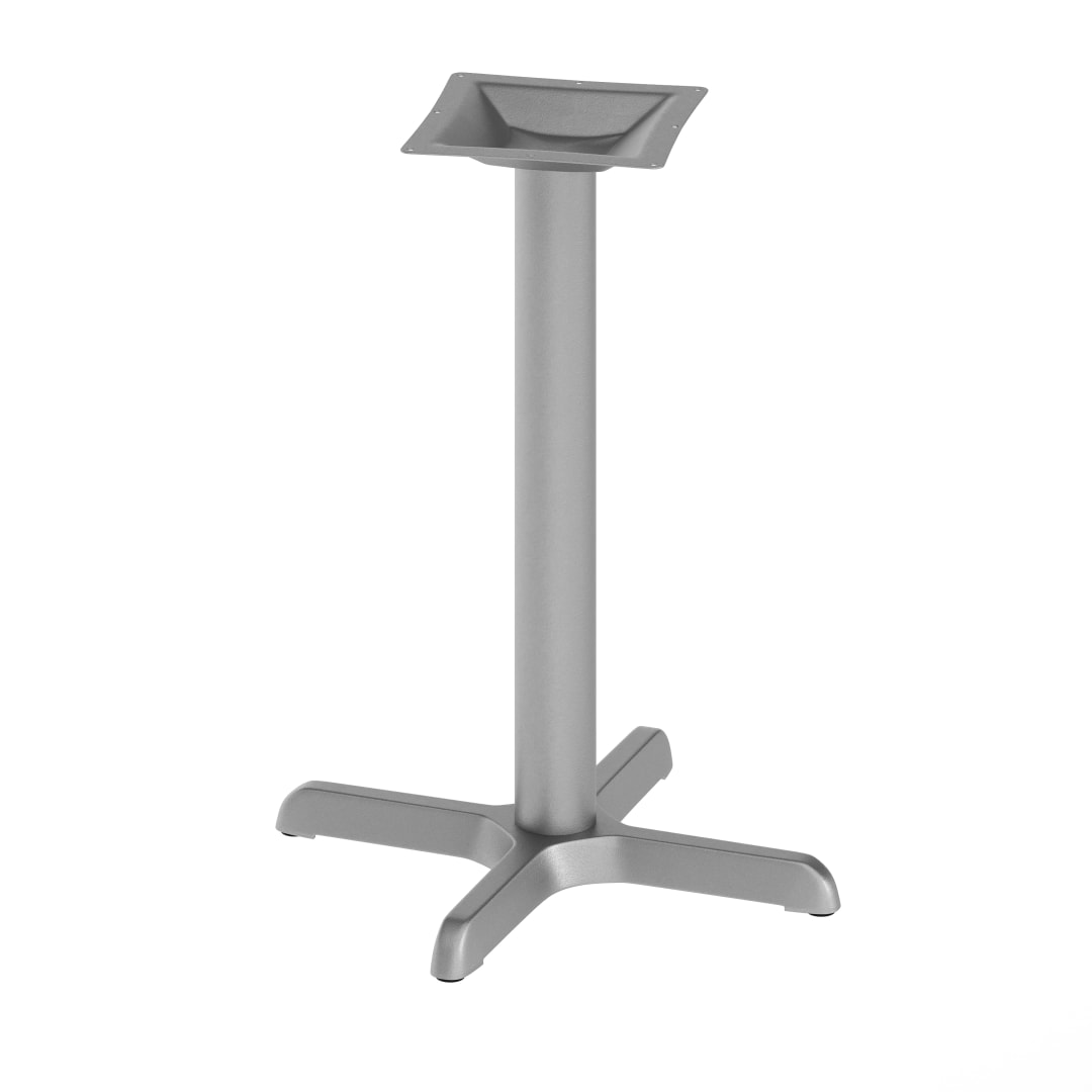 Beverly 22'' x 22'' Restaurant Indoor/Outdoor Table X-Base with 3'' Dia. Table Height Column, Silver