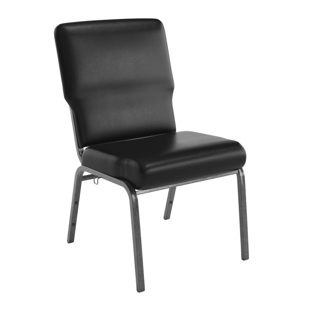Advantage Black Vinyl Church Chair 20.5 in. Wide