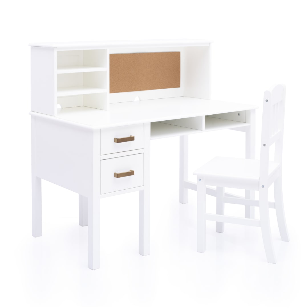 Taiga Desk and Hutch - White