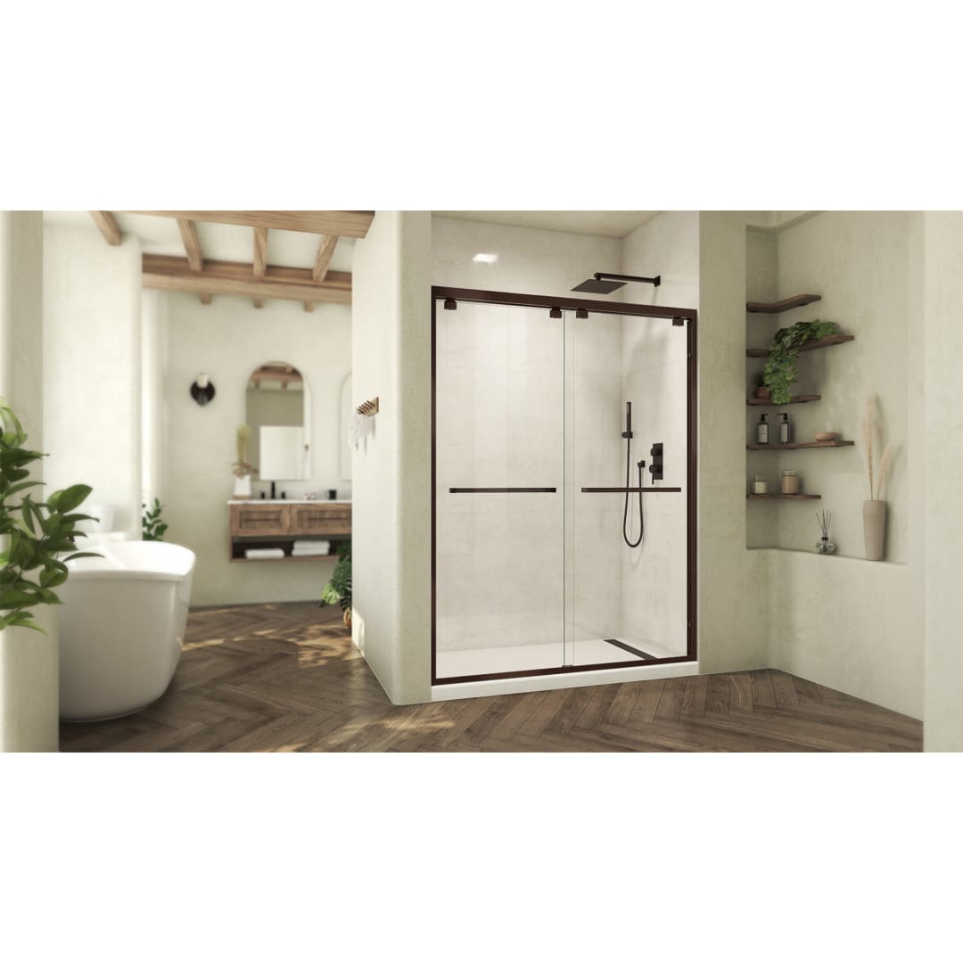 DreamLine Abbey 56 - 60 inch W x 76 inch H Semi-Frameless Bypass Shower Door in Oil Rubbed Bronze