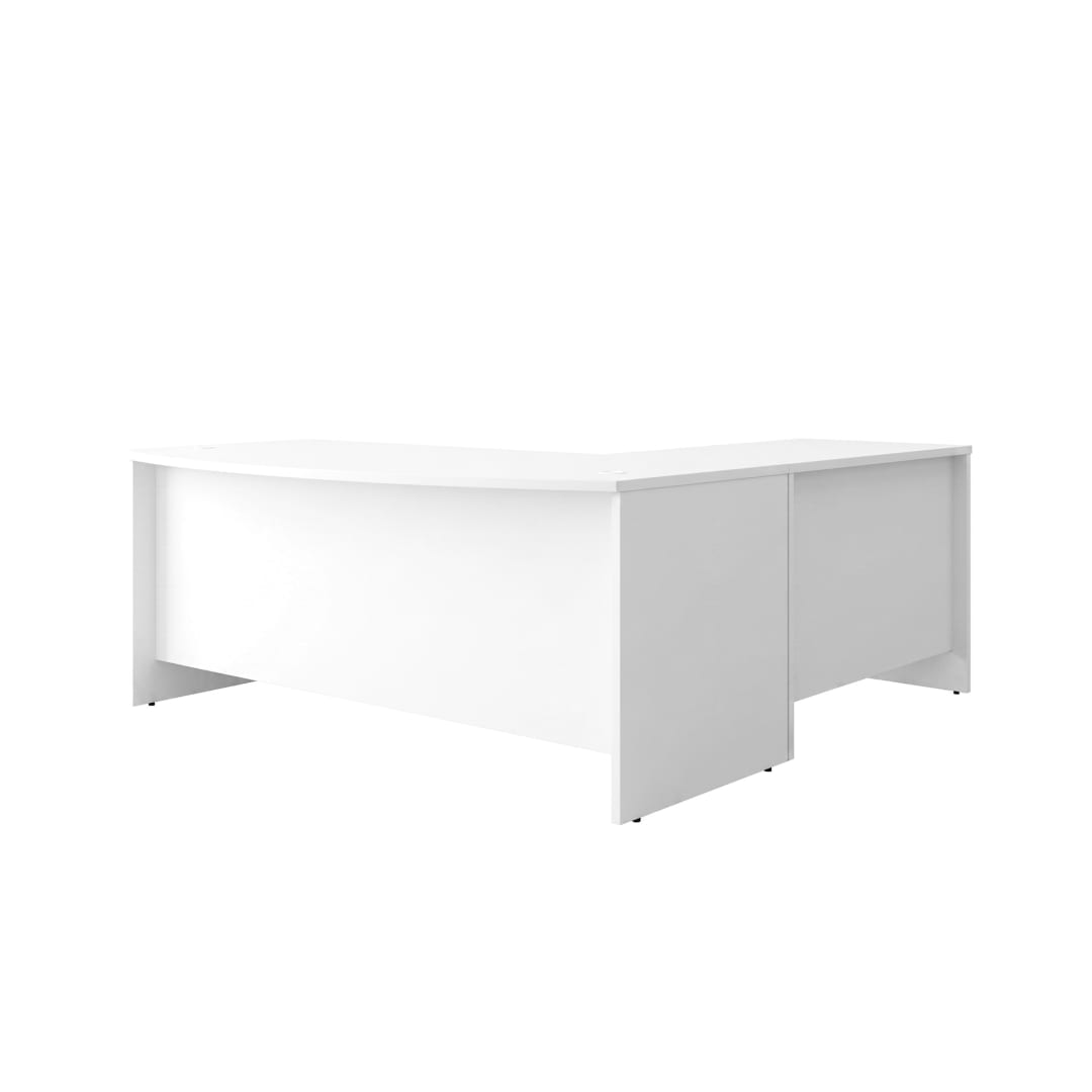 Cornerstone 71"W x 77"D Executive Bow Front L-Desk, White