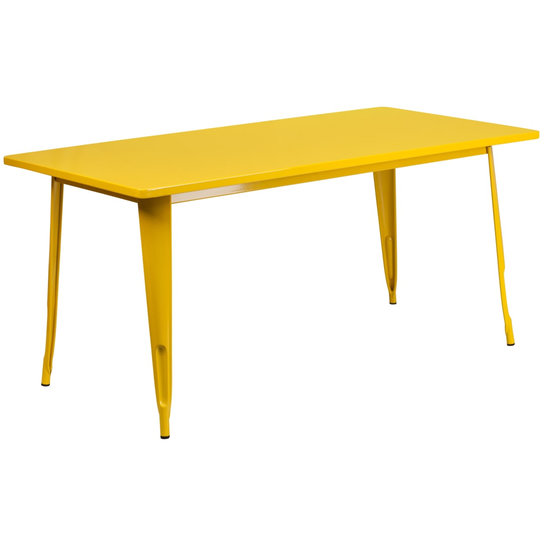 Charis Commercial Grade 31.5" x 63" Rectangular Yellow Metal Indoor-Outdoor Table